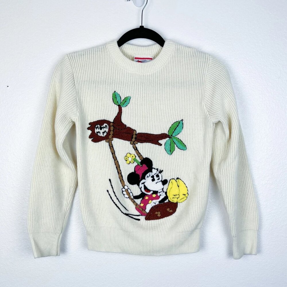 Vintage Cream Minnie Mouse Embroidered Sweater
